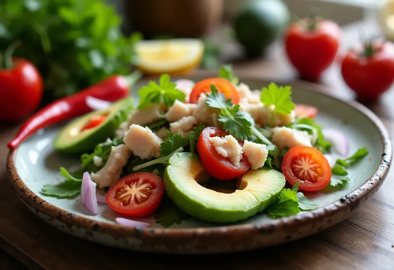 Salade piquante avocat et morue : fraîcheur et saveurs intenses