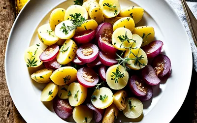 Salade tiède gourmande de pommes de terre au cervelas - recette facile et rapide