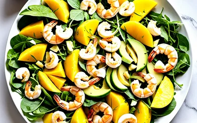 Salade tropicale royale : recette fraîche et gourmande aux crevettes et fruits exotiques