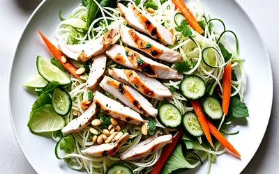 Salade vietnamienne fraîche au poulet et légumes croquants - recette facile