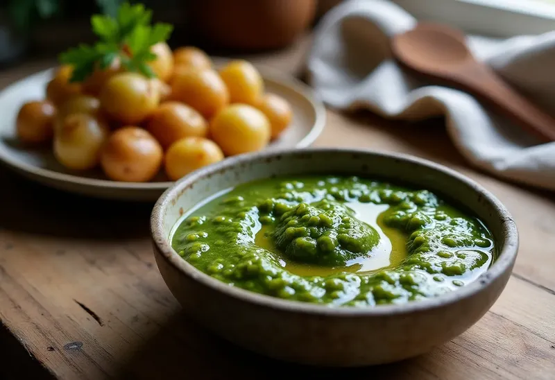 Salsa verde canarienne pour pommes de terre braisées : recette authentique et savoureuse