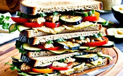 Recette facile de sandwich complet au houmous et légumes grillés