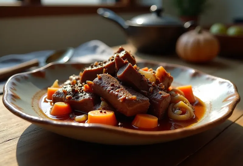 Sanglier mijoté au chocolat noir et épices