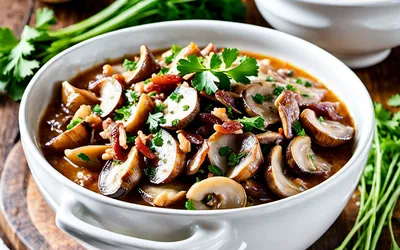 Recette facile de sauce paysanne traditionnelle aux champignons et lardons