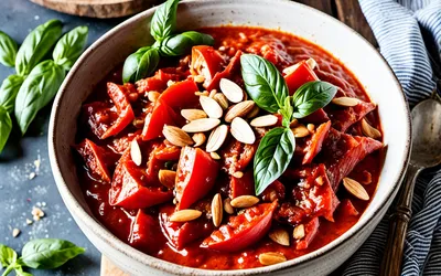Sauce tomate aux poivrons et amandes grillées - recette maison facile