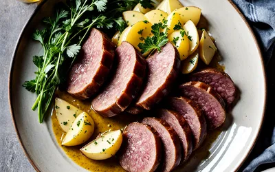 Saucisson chaud aux pommes de terre et vinaigrette maison - recette facile et savoureuse