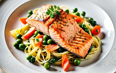 Recette Saumon frais aux tagliatelles et légumes croquants facile et rapide