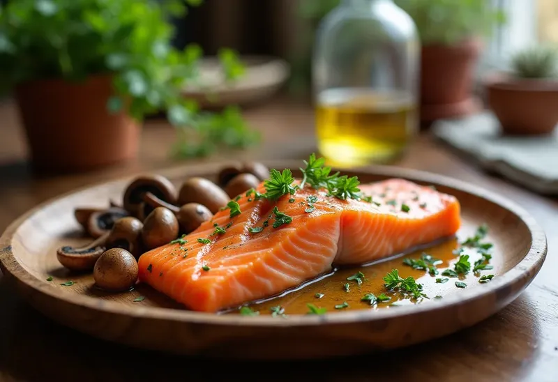 Saumonette rôtie aux champignons : recette savoureuse et facile