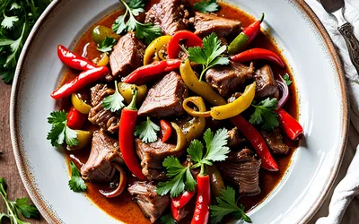 Sauté d'agneau aux poivrons colorés - recette facile et savoureuse
