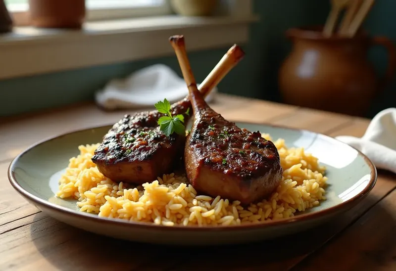 Sauté d'agneau savoureux accompagné de riz parfumé