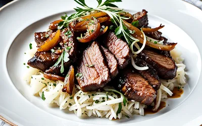 Sauté de bœuf aux 5 épices et oignons caramélisés - Recette facile et rapide