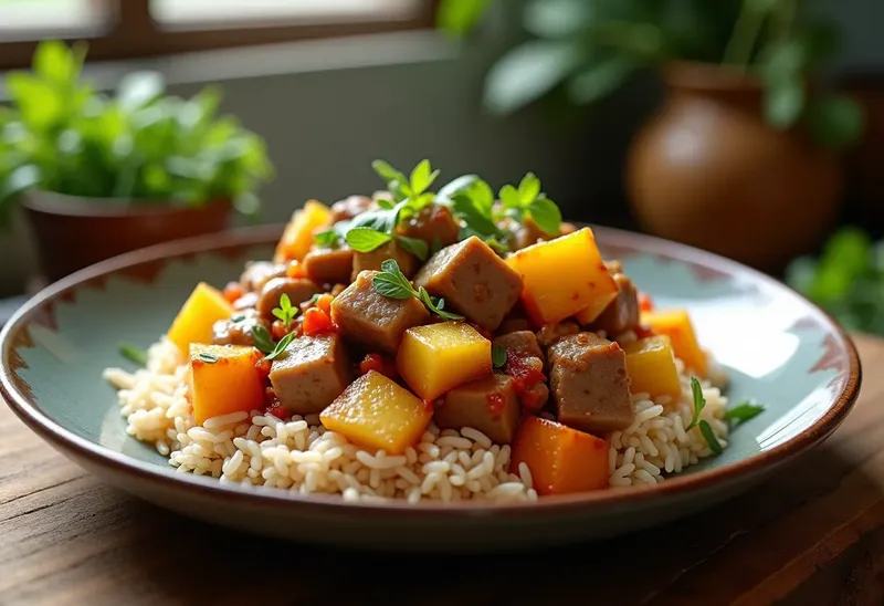 Sauté de porc à l’ananas et riz parfumé à la thaïlandaise