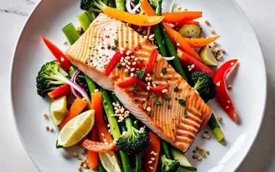 Recette facile de sauté de saumon au gingembre frais et légumes croquants