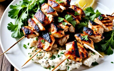 Photo de Recette facile de Shish Tahouk : brochettes de poulet libanaises marinées et grillées