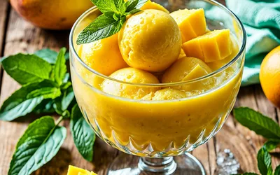 Recette facile de sorbet mangue maison à la menthe ultra rafraîchissant