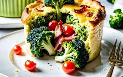 Soufflé de brocolis à la tomate et lardons : recette facile et savoureuse