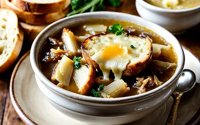 Recette facile de soupe à l'oignon gratinée traditionnelle