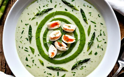 Soupe Crémeuse au Crabe et Asperges Vertes - Recette Facile et Gourmande