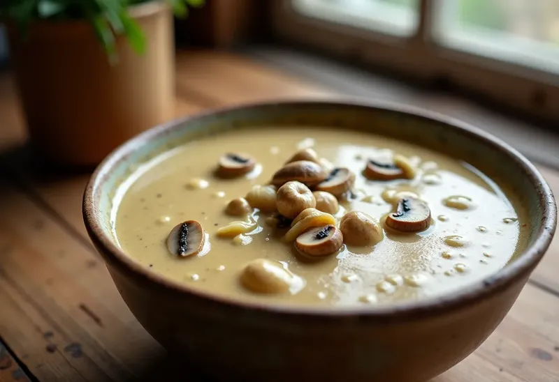 Soupe crémeuse aux champignons et fromage fondant