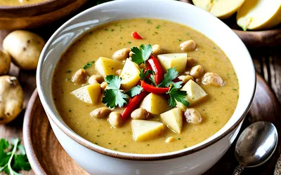 Soupe de cacahuètes péruvienne traditionnelle facile et savoureuse