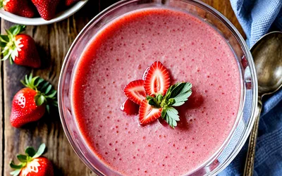 Soupe de fraises facile et rapide pour une personne - Recette fruitée et rafraîchissante
