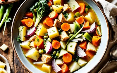 Soupe du cultivateur traditionnelle aux légumes frais - recette facile et rapide