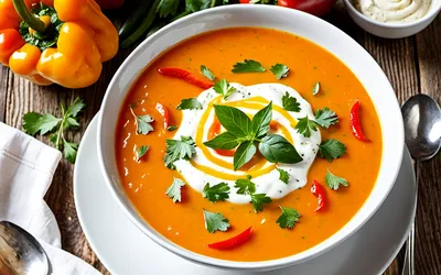 Soupe gourmande aux trois poivrons colorés - recette facile et rapide