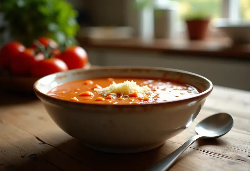 Soupe onctueuse aux tomates fraîches et parmesan fondant