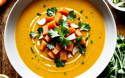 Recette facile de soupe onctueuse aux carottes et coriandre fraîche
