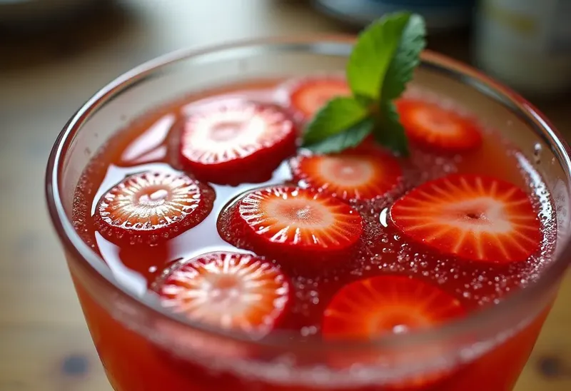 Soupe pétillante de fraises fraîches