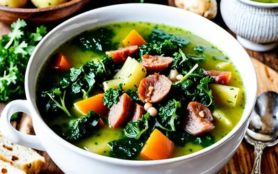 Recette Caldo Verde Portugaise Facile et Savoureuse - Soupe au Chou Kale et Chorizo
