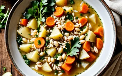 Soupe à l'orge perlée et légumes frais : recette facile et saine