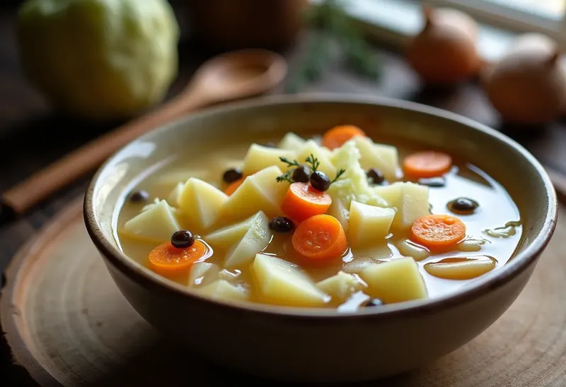 Soupe réconfortante au chou et baies de genièvre