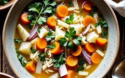 Soupe réconfortante au riz et légumes - recette facile et rapide