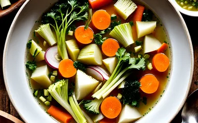 Soupe de légumes poireau carotte navet céleri facile et saine