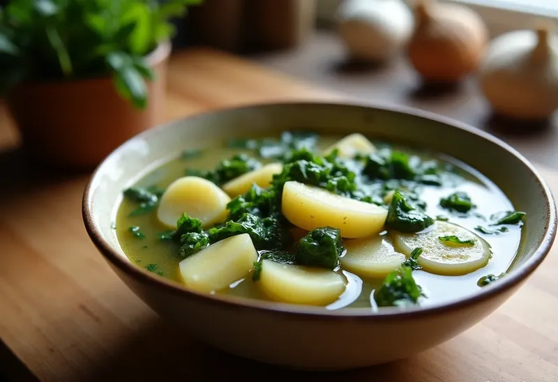 Soupe savoureuse aux fanes de navets fraîches