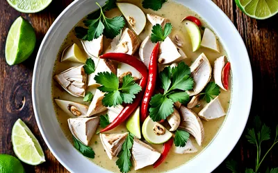 Recette facile de Soupe Tom Kha Kai au poulet et lait de coco