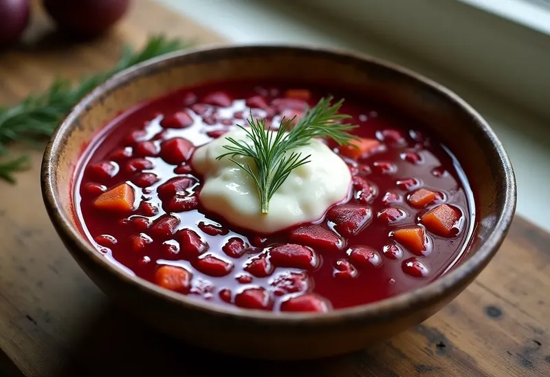 Soupe traditionnelle russe à la betterave : Bortsch savoureux et réconfortant