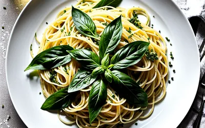 Recette facile de spaghetti à l'ail et basilic frais - Plat italien savoureux