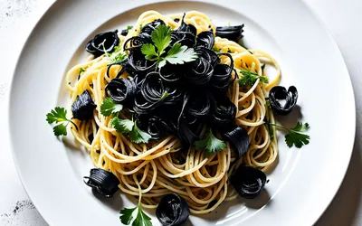 Spaghetti à l'encre de seiche recette italienne authentique