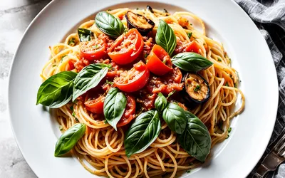 Recette facile de spaghetti aux aubergines frites et sauce tomate maison