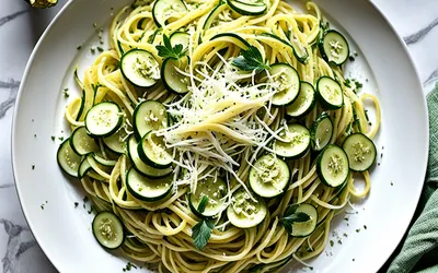 Spaghetti aux courgettes, ail et parmesan : recette savoureuse et facile