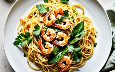 Spaghetti aux crevettes et curry crémeux : recette facile et rapide
