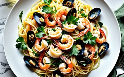 Spaghetti aux fruits de mer et crevettes : recette savoureuse et facile