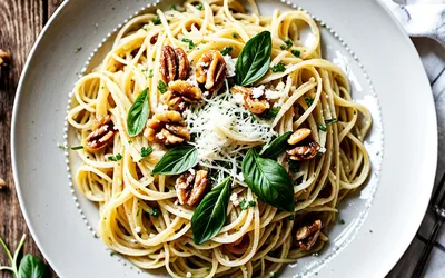 Recette facile de spaghetti crémeux aux noix et parmesan