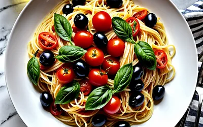 Recette facile de spaghetti aux tomates fraîches et olives noires