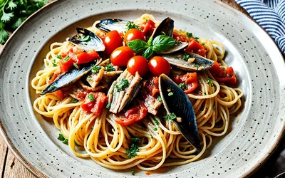 Recette facile de Spaghettini aux Sardines fraîches et sauce tomate