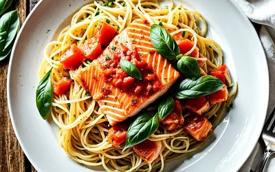 Recette facile de spaghettis au saumon frais et sauce tomate maison