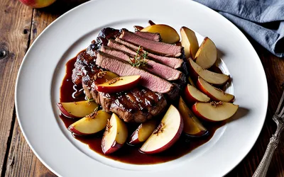 Recette facile de steak d'autruche aux pommes caramélisées, plat sain et gourmand