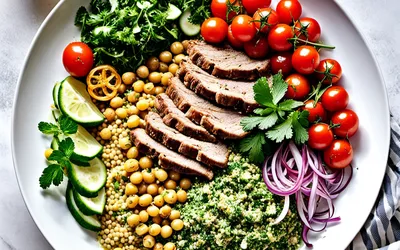 Recette facile de taboulé aux pois chiches et agneau grillé